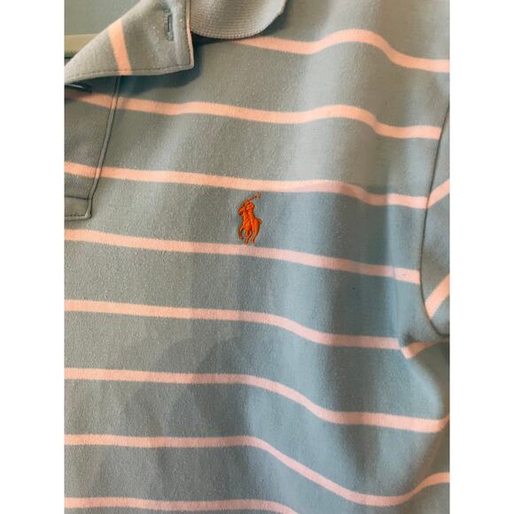 Polo Ralph Lauren mens S polo shirt , blue/white stripe cotton - Picture 2 of 4